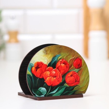Set for spices with a napkin "Red tulips", 13x10x10 cm, mix-2