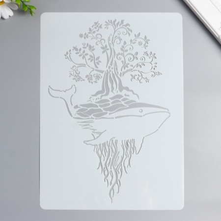 Plastic stencil "Kit and tree" 29.7x21 cm