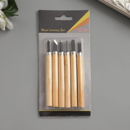 A set of knives with a wooden handle 6 pcs 20.5x10 cm-2