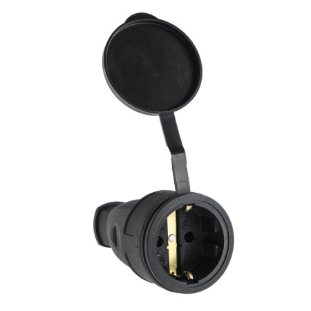 Forest socket 16-005, 16 A, 250 V, IP44, with salary, with a plug, rubber, black