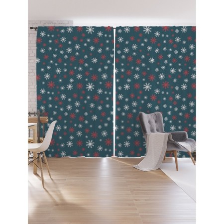 Photostes "Snowflakes on a blue background", oxford, size 170x265 cm, 2 pcs