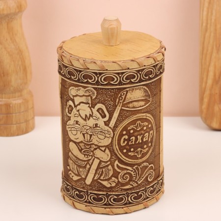 TUES for spices "Hamster", sugar, 8x8x14 cm, birch bark