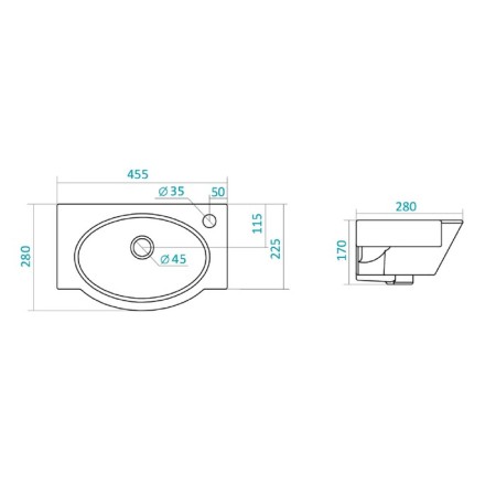 Santek "Forum-45" shell with the right hole for the mixer, without a pedestal-3