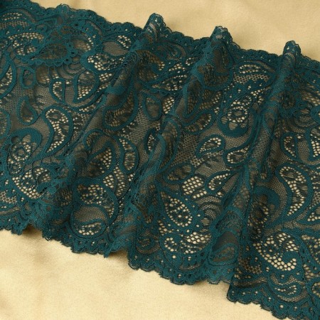 Lace elastic fabric, 230 mm × 2.7 ± 0.5 m, emerald color-2