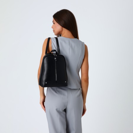 City backpack of artificial leather with lightning, black color-6