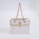 Packet for flowers, handle chain, "white", with gold embossing, 15 x 10.5 x 10 cm