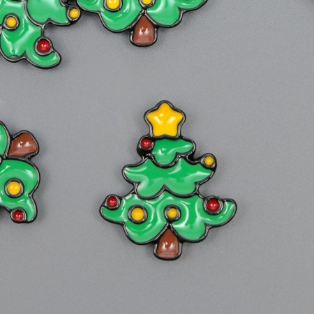 Decor for creativity plastic "Christmas tree with jewelry" 3x2.6x0.5 cm