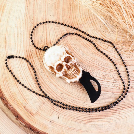 Knife-rod knife folding pencil “Skull” 7.8cm, blade 29mm/1.5mm, on the chain