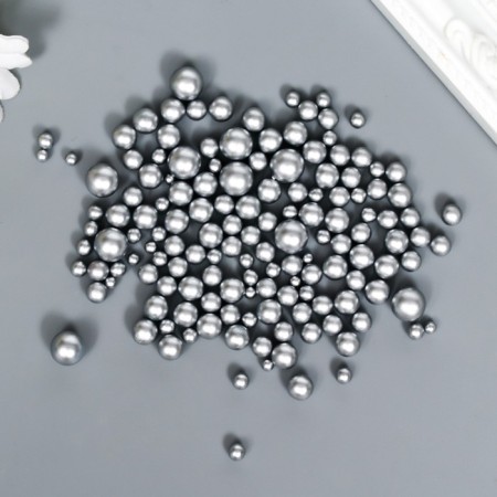 Decor for creativity plastic "Balls. Matte silver" d = 3-8 mm, set 10 grams