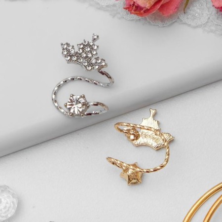 Earr "Kaff" Crown with a crystal, small, color mix-2