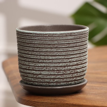 Flower Pot "Vine" Green gray Book No. 1, 0.8 liters