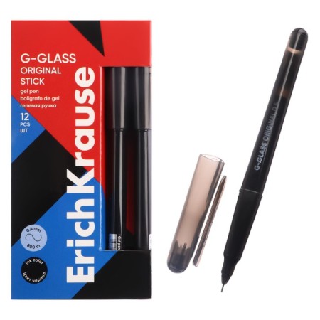 Gel pen Erichkrause "G-Glass Stick Original" Black, needle node 0.5 mm
