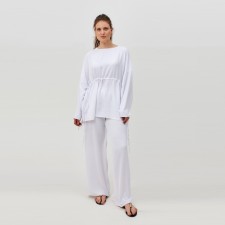Women's costume (tunic, trousers) minku: casual collection color white, size 48