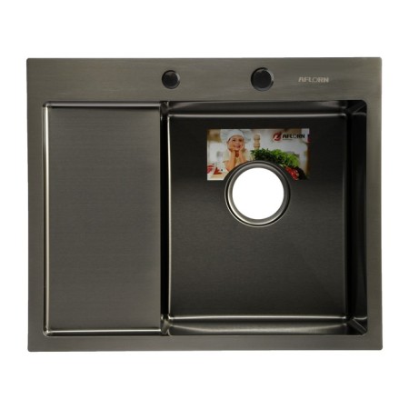 Kitchen sink Aflorn AF95848F-R, Sredal, Right, S = 3 and 0.8 mm, 58x48x22 cm, siphon, graphite