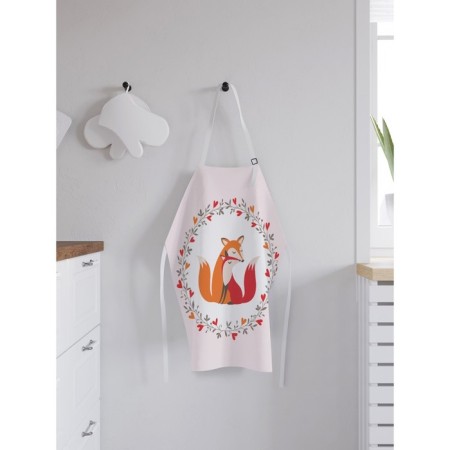 Apron of a kitchen with a photo print "Fox Love", adjustable, size OS-1