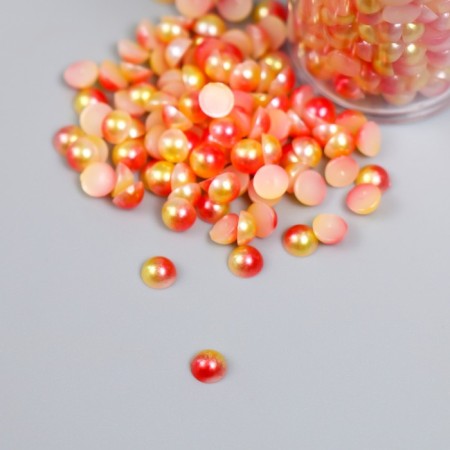 Decor "Semiobusins ​​and rhinestones. Gradient Orange-yellow" d = 4 mm 10g 200 pcs 5x2.5 cm, mix-3