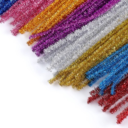 Wire with pile for crafts and decoration, set of 100 pcs., Mix color with brilliance-4