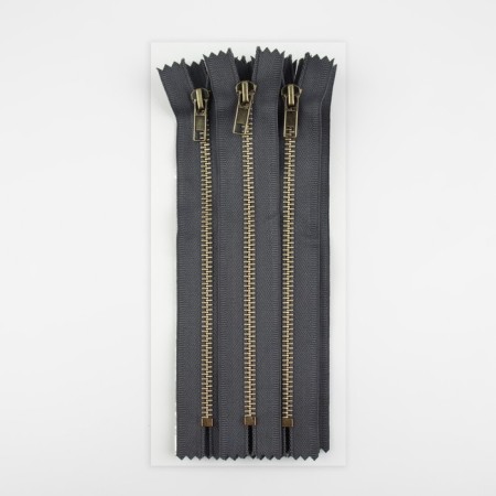 Metal zipper, No. 5, non -proceeding, automatic lock, 18 cm, gray/antique color-2