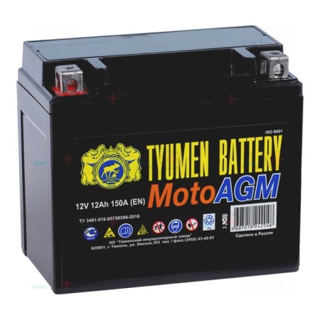 Battery Tyumen AGM 12 Ah, 6MTS-12, direct polarity