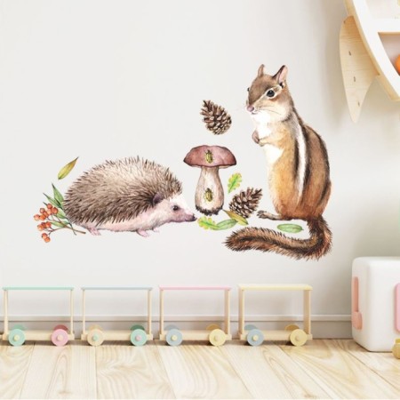 Sticker Plastic Interior Color "Hedgehog and Burunduk" 20x29 cm