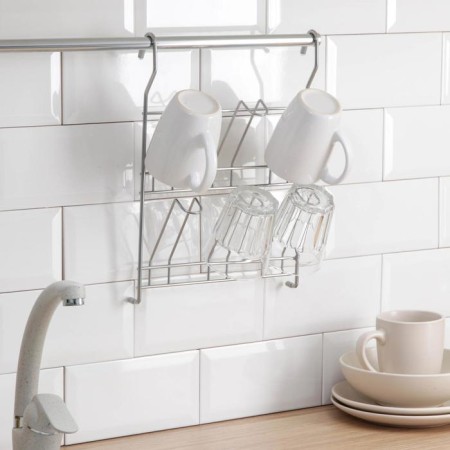 Holder for Railing for 6 items: for mugs, glasses, 34 × 24 cm, d = 16 mm, color chrome mirror