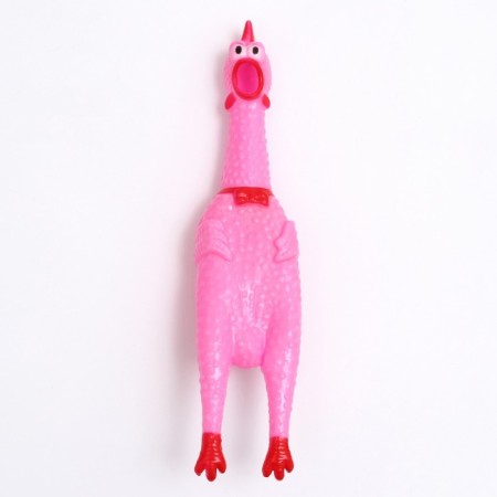 Toy of the "thoughtful chicken" for dogs, 28 cm, pink-1