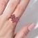 Ring "Heart" pixels, pink color in gold, dimensionless