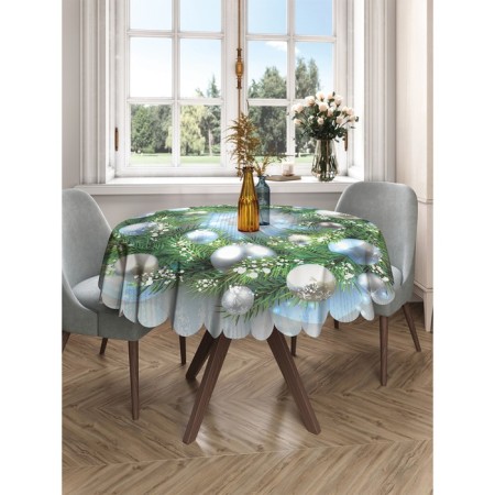 Tablecloth “Wreath decorated with balls”, round, Saten, D = 150 cm-2