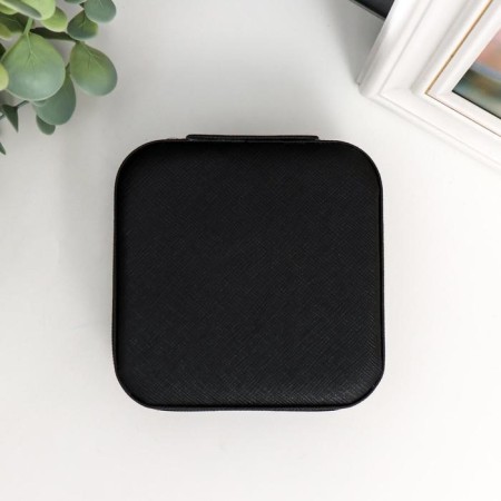 Casket to the leatherette for jewelry "Strokes. Black matte" 5x10x10 cm-3