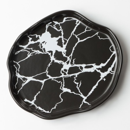 Ceramic black plate "Black marble", 17 cm, black color-2