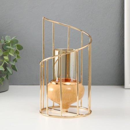 Climber metal, glass for 1 candle "Staircase. Eco" D = 5 cm gold 10x10x20 cm-1