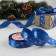 Satin tape with embossing "Snowflakes", 25 mm, 23 ± 1 m, blue color/silver No. 122