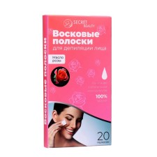 Secret Beauty wax strips for facial depilation, with rose oil, 20 pcs