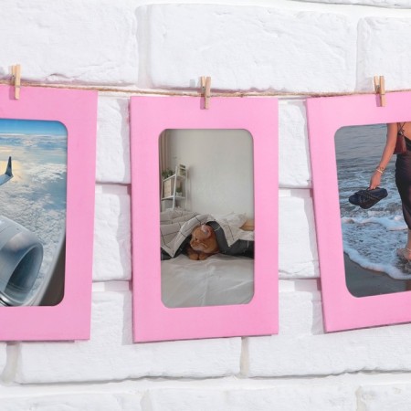 Garland for photographs with junction of Pink, 6 pcs-4