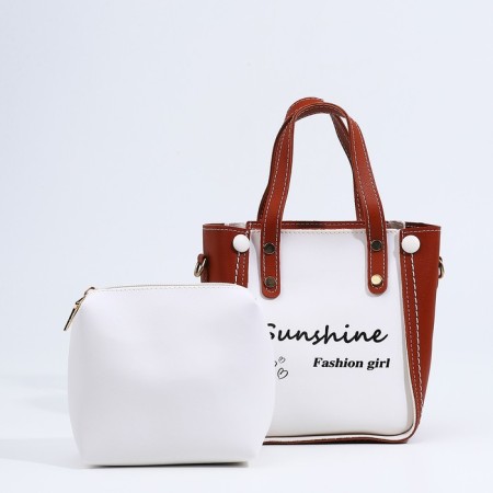 Bag Women's Tout with zipper, brown color-1