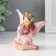 Souvenir Polystone "Girl Back with a goat" Pink wings 8.5x6x9 cm
