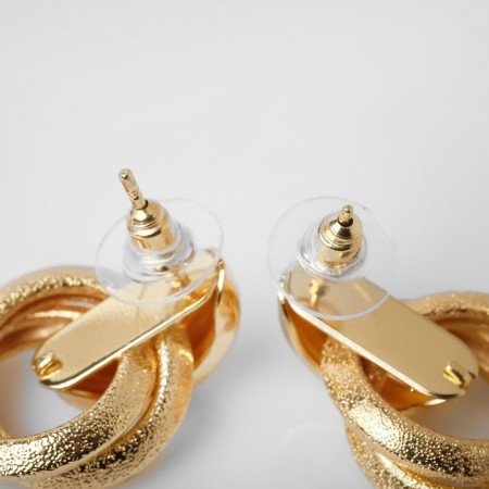 Earrings Metal "FUCHE" circles of weaving, color gold-2