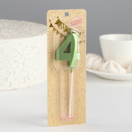 Candle in the cake on the skewer "Gran", the number "4", the emerald, 5 cm-4