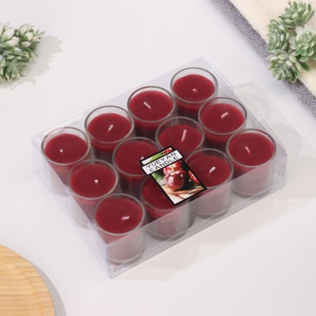 A set of aromatic candles in a glass "Cherry", 12 pcs, red, 4.5x5 cm-3