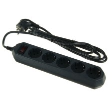 The ERA network filter USF-5S-3M-B, 5 outlets, 3 m, 10 A, with salary, 3x0.75 mm2, black