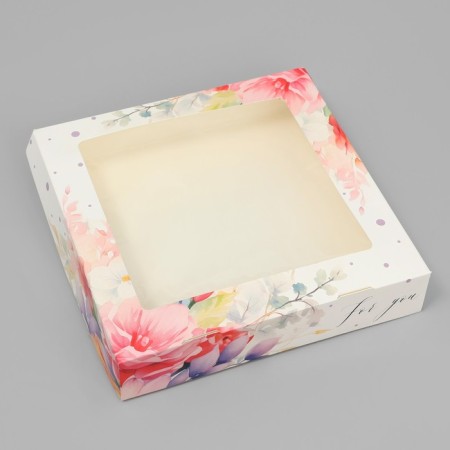 Confectionery packaging, box with lamination "Flowers", 20 x 20 x 4 cm