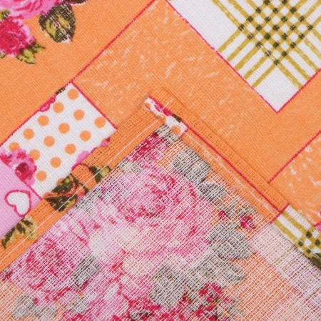 Towel 35x60 cm, patchwork, orange, waffle, 120 g/m2, cotton 100%-3