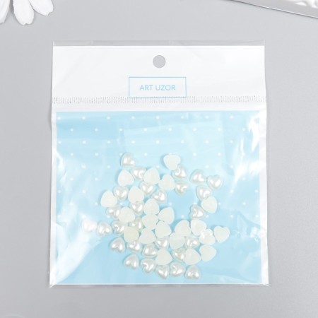 Decor for creativity plastic "Pearl heart" 0.8x0.8 cm-3