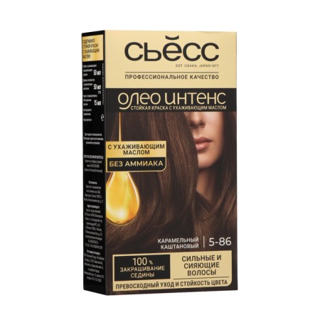 Syoss oleo intense hair dye, without ammonia, shade 5-86 caramel chestnut