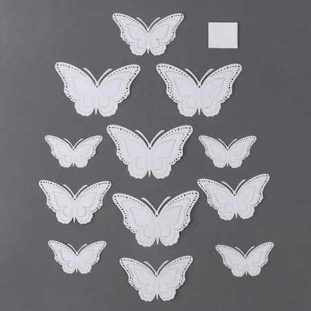 Set for decorating "Butterflies", set 12 pcs, white color