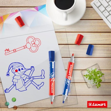 Marker for white boards Luxor Duorite, 1-3 mm, bilateral, bullet, blue/red-4