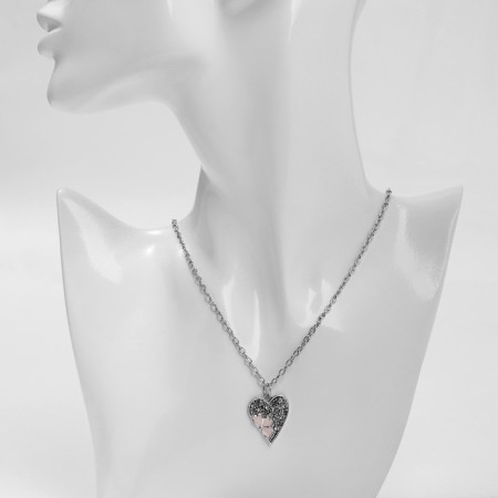 Pendant "Heart" Assol, white-pink color in silver, 40 cm-5