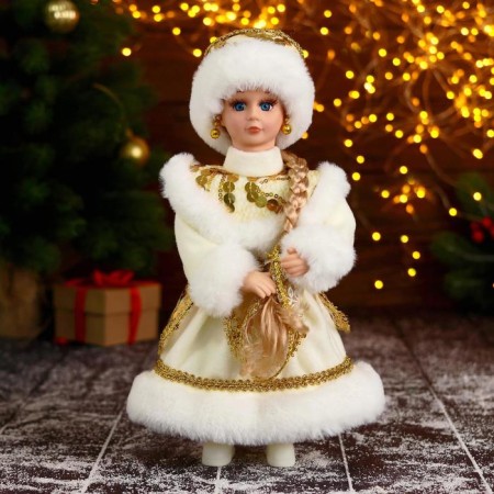 Snow Maiden "in a magnificent fur coat" with golden jewelry, 14x30 cm