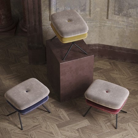 PUF PEA, 497 × 403 × 425 mm, velor, beige color / burgundy-9