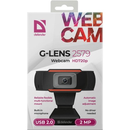 Defender G-Lens 2579, 2 MP, 1280x720, Black Webcam-11